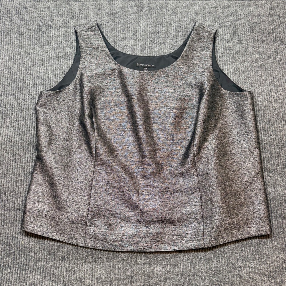 Silver Metallic Sleeveless Shell Top 22W Career Party Chic Wedding Semi Formal